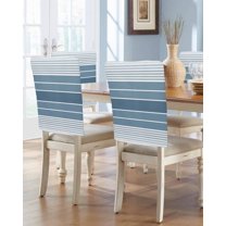 nqOlkjepod Blue Ombre Stripe Chair Covers Set of 8, Decorative Chair Back Cover, Farmhouse Striped Gradient Dining Room Chair Slipcovers Removable Chair Protectors Covers for Party Banquet
