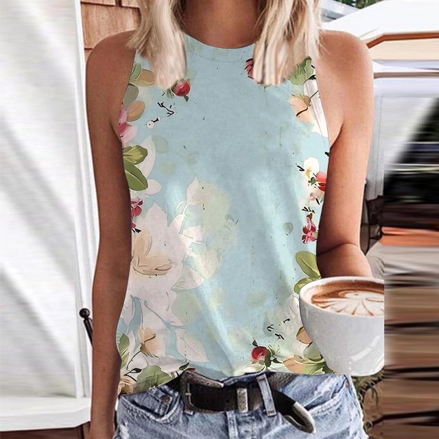 Débardeurs et Camisoles pour Femmes Seductiva Rabais de 50 % Liquidation Mode pour Femmes Confortable Décontracté Imprimé Col Rond Haut Camisole