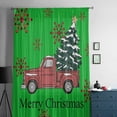 thumbnail image 5 of Christmas Tree Semi Sheer Curtains Drapes for Living Room, Bedroom, French Doors Window 96 Inches Long, Red Truck Xmas Winter Snowflake Rod Pocket Chiffon Curtain Drapery Voile Draperies Panel, 5 of 6