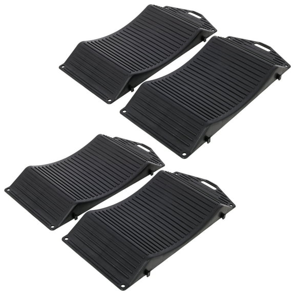 4 Pack Tire Saver Ramps with Interlock Anti-Slip Pads Design, Car Tire Wheel Chock with Curved Design, for Cars, RVs, Trailers, and Trucks, Black