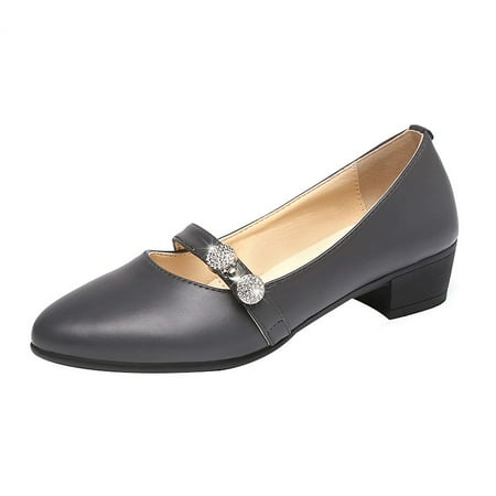

TAIAOJING Women s Heeled Shoes Shoes Thick Heel Comfortable Rhinestone Shallow Pointed Single Shoes Zapatillas