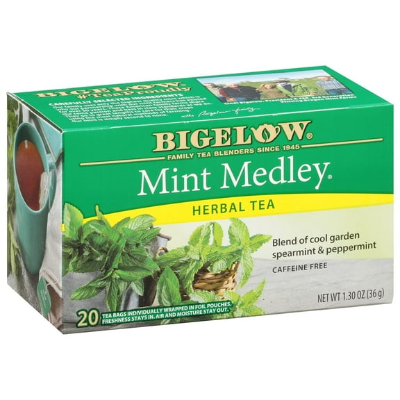 Bigelow Tea Herbal Tea Mint Medley Spearmint and Peppermint - 20 Tea Bags Pack of 4