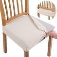 thumbnail image 1 of Juego de 2 fundas de asiento de silla jacquard elásticas beige para comedor, fundas protectoras de asiento de silla antipolvo lavables extraíbles, 1 of 5