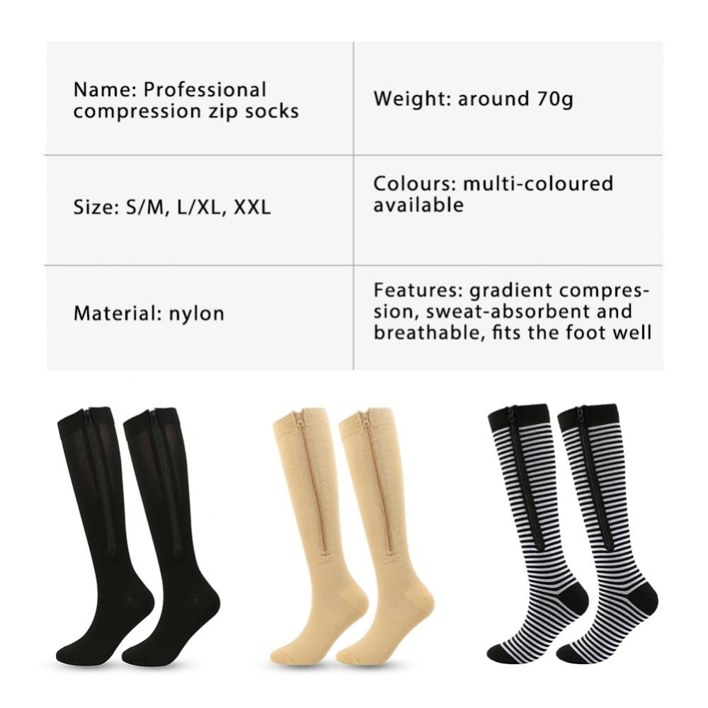 TONAIN Zipper Compression Socks - 3 Pairs, 15-20mmHg Closed Toe with ...
