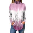 thumbnail image 2 of WFJCJPAF 2025 New Product Blouses for Women Plus Size ,Women's Long Sleeve Printed High Neck Top T-shirt - Pink XXL, 2 of 5