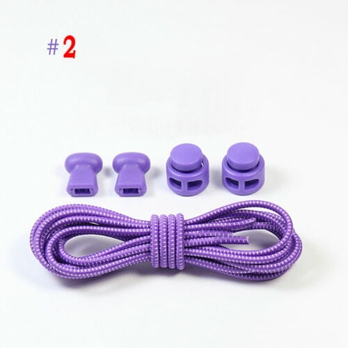No Tie Shoe Laces Lazy Elastic Round Shoelaces Lock Adults Kids Sports  Trainers