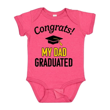 

Inktastic Congrats! My Dad Graduated with Cap Gift Baby Boy or Baby Girl Bodysuit