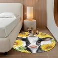 thumbnail image 2 of Cow Sunflowers Round Area Rug 4Ft Washable Circle Rugs for Bedroom Dining Room, Farmhouse Country Watercolor Animals Floral Non-Slip Carpet Floor Mats Indoor Outdoor Carpet Runner Home Decor, 2 of 8