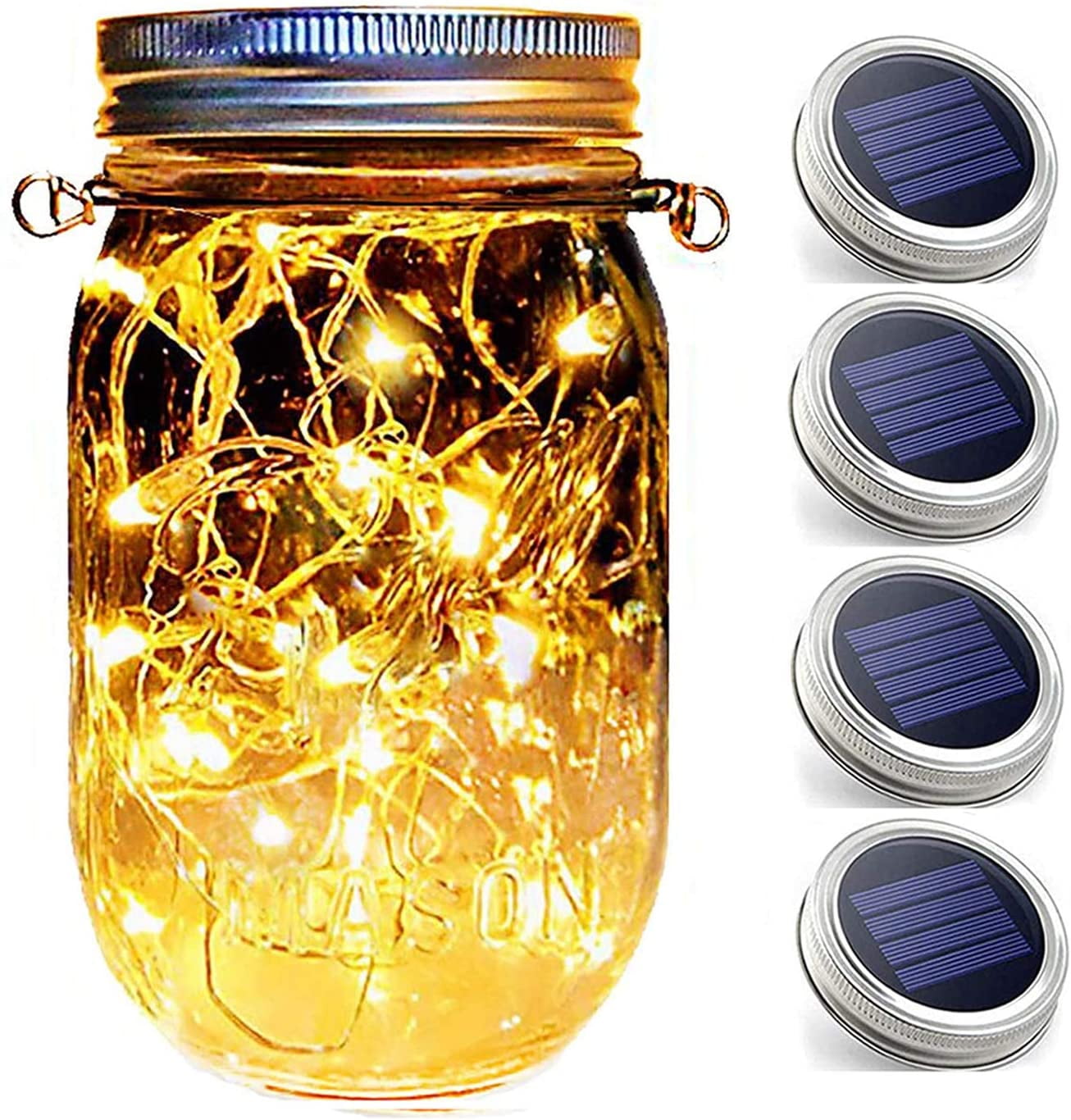 Solar Crack Mason Jar Fairy String Light Multiple Colour Decor Night Light 30LED 