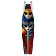 thumbnail image 4 of QATAINLAV Womens Cotton Adjustable Strap V Neck Jumpsuits Casual Loose Fit Wide Leg Rompers Fashion Mask Graphic Print Overalls Mardi Gras Outfits Multicolor XL, 4 of 6