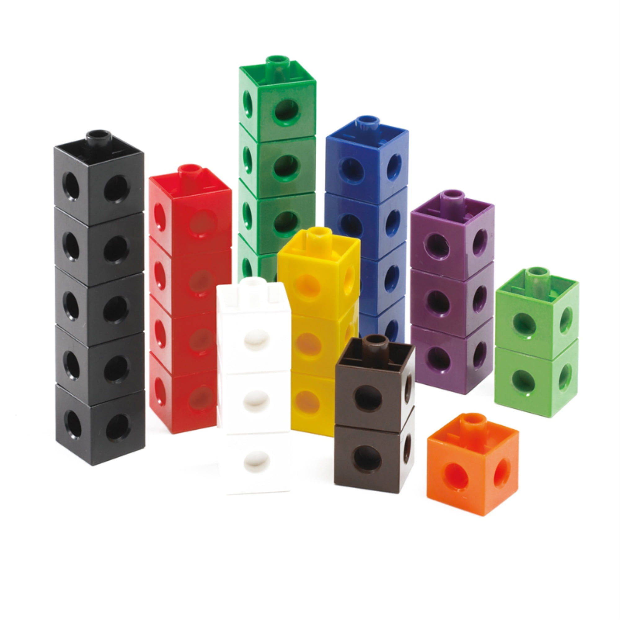 100 Pieces Math Link Cubes Interlocking Snap Blocks for Kids Building and 
