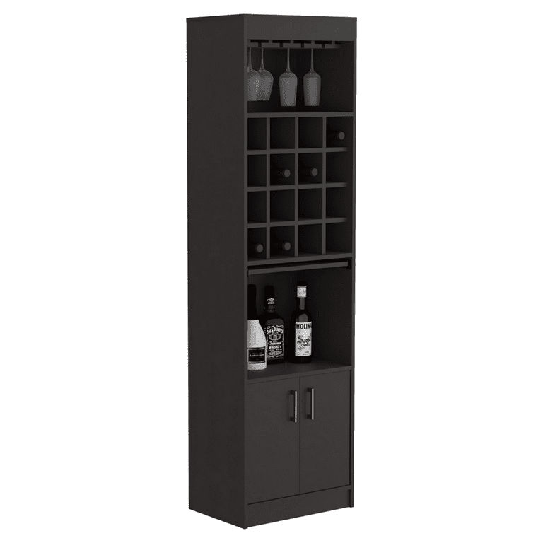 Depot E-Shop Athens Kava Bar Cabinet, 16 Built-in Wine Rack, Two