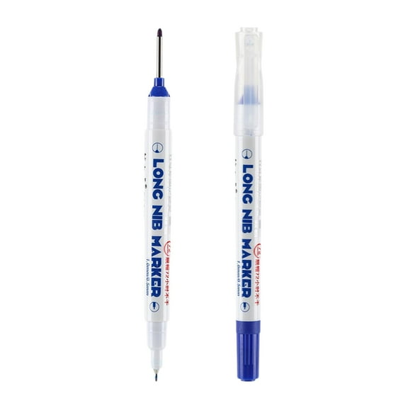 1 Pcs Long Head Deep Hole Marker - Waterproof Deep Reach Markers,Multi-purpose Deep Hole Marker Pens,Quick Dry Waterproof Colorful Carpenter Pen Markers for Construction Woodworking(Blue)
