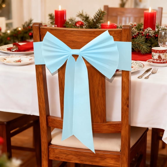 Mouliraty Satin Chair Sashes Bows, 14.5x11in Modern Concise Wedding Bow Ribbon Notie Chair Back Flower Home Holiday Decor Hotel Restaurant Ribbon, Blue