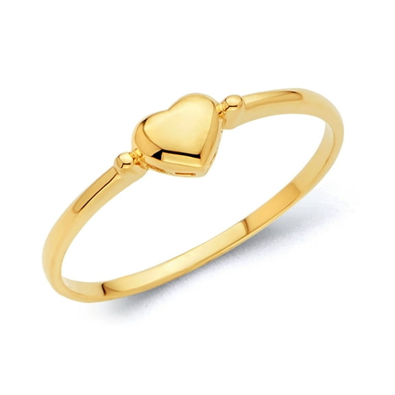 Wellingsale Ladies Solid 14k Yellow Gold Polished Heart Right Hand Fashion Ring - Size 4
