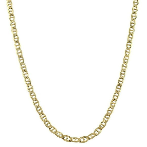 14K Yellow Gold Filled Solid Mariner Chain Necklace, 3.2mm, 30"