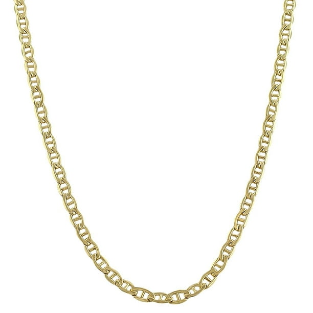 14K Yellow Gold Filled Solid Mariner Chain Necklace, 3.2mm, 24