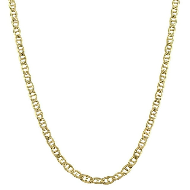 14K Yellow Gold Filled Solid Mariner Chain Necklace, 3.2mm, 30"