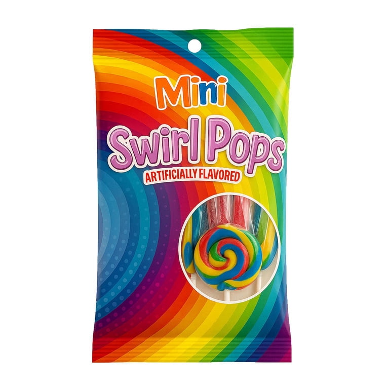 R.L. Albert Mini Swirl Pops Rainbow Lollipops 7 Count 2.96 oz Bag