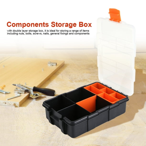 Fyydes Components Storage Case,two-Layer Plastic Heavy-Duty Components Storage Box Case Organizer Small Parts Tool Box,small Parts Tool Box