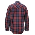 thumbnail image 2 of Men’s Western Pearl Snap Button Down Casual Long Sleeve Plaid Cowboy Shirt (#12 Red/Black/Blue, 3XL), 2 of 3