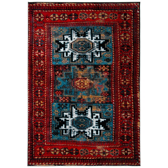 SAFAVIEH Vintage Hamadan Edin Oriental Area Rug, Red/Light Blue, 9' x 12'