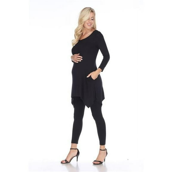 MTRPS1302-01-6XL Maternity Kayla Tunic Top, Black - 6X