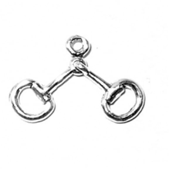 Sterling Silver 16" .8mm Box Chain 3D Snaffle Bridle Bit Mouth Piece For Horses Pendant Necklace