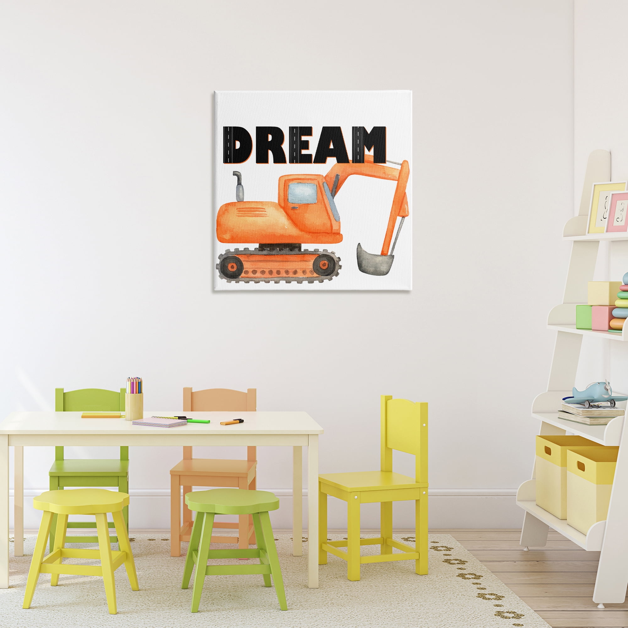 Dream with Orange Excavator Canvas Wall Art, design by Kim Allen
