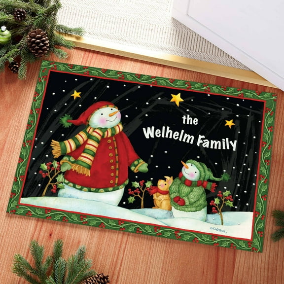 Personalized Doormat - Snowmen