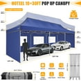 thumbnail image 4 of COBIZI 10x30 Heavy Duty Pop up Canopy Tent with 5 Waterproof Walls, UPF 50+ Protection, Roller Bag, Adjustable Heights, and 4 Sand Bags,Dark Blue (Enhanced Hexagonal Frame), 4 of 10