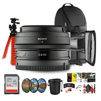 Sony E 20mm f/2.8 Pancake Prime Lens, Black   Accessory Kit (International Model)
