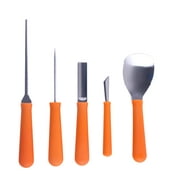 Angle View: TINKSKY 5 Pcs Professional Pumpkin Carving Tool Kit Easily Carve Sculpt Halloween Jack-O-Lanterns with Scoops Scrapers Saws Loops