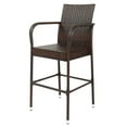 thumbnail image 5 of Ktaxon 2Pcs Wicker High Bar Chair for Outdoor Garden , Brown Gradient, Rattan Bar Stools w/ Footrest, 5 of 12