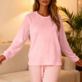 thumbnail image 5 of Women's Flannel Pajama Tops Long Sleeve Fuzzy Fleece Pj Shirts Fall Winter Soft Sleepwear Home Loungewear, 5 of 6