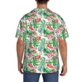 thumbnail image 3 of Sikiie Flamingo And Monstera Men's Wrinkle Free Untucked Cuban Shirt Business Casual Button Down Shirts Short Sleeve ShirtLarge, 3 of 5