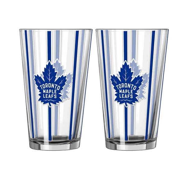 Logo Brands Toronto Maple Leafs Two-Piece 16oz. Striped Pint Glass Set