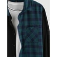 thumbnail image 3 of Zaful Classic Plaid Shirt for Men Plaid Spliced Pattern Long Sleeve Shirt Deep Green L, 3 of 4