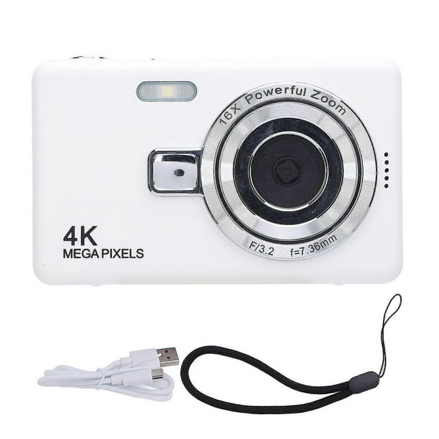 50MP 4K High Definition Digital Camera, 16x Digital Zoom, 2.4 inch IPS Screen, Anti-Shake, Compact, No Small Memory Card