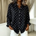 thumbnail image 2 of Domzest Womens Polka Dot Shirt Long Sleeve Button Down Shirts Loose Fit Lightweight Business Dressy Casual Blouse Black XL, 2 of 7