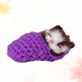 thumbnail image 3 of Muñeco de peluche de gato durmiendo en pantuflas, mini gatito con maullidos, juguete de mano decorativo, regalo para niños y niñas (morado), 3 of 8
