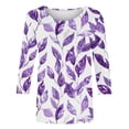 thumbnail image 3 of Tmtolofot Graphic Tees For Womens,Women Summer Casual Round Neck T Shirts,Womens Petals Printed 3/4 Sleeves T-Shirt,Ladies Comfy Lightweight Tunic Blouses, 3 of 4