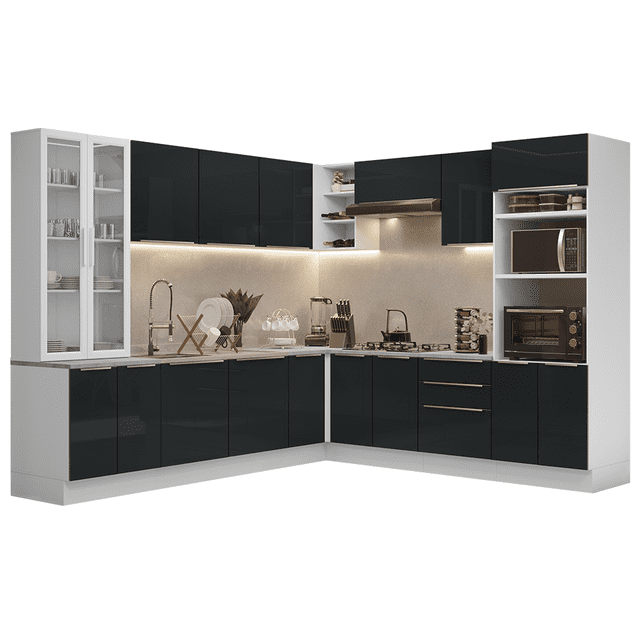 Cocina Integral Con Armario De Vidrio Madesa Lux 566cm BN 01