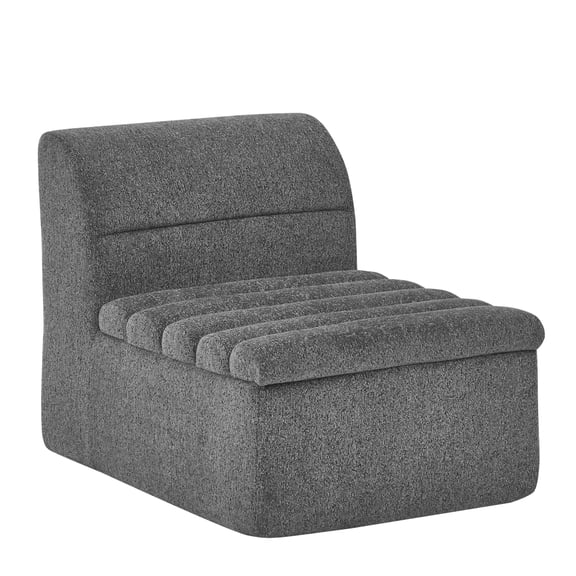 Noble House Modular Sofa Single Chair, Compact Chenille Accent Armless Sectional Component, Boneless Couch, Dark Grey