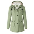 thumbnail image 6 of vdgthytj Fleece Jacket Women Waterproof Full Zip Button Drawstring Hooded Jackets Winter Warm Casual Rain Jacket with Pockets(XX-Large,Green), 6 of 7