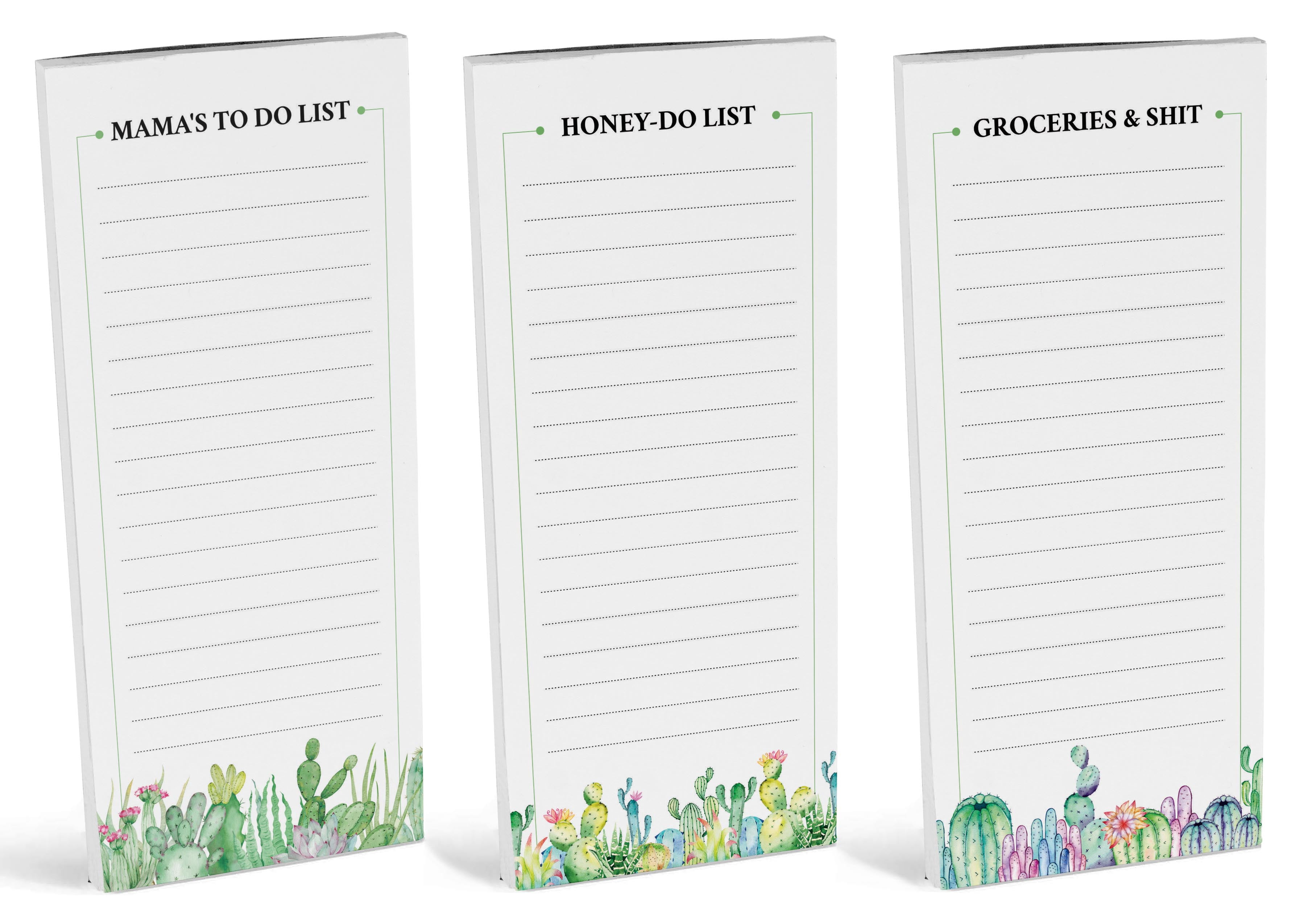 Inkdotpot Pack of 3 Magnetic Fridge To-Do List Notepads- Magnetic Memo Pads For Refrigerator-(50 Sheets Each)-GW