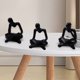 thumbnail image 3 of 3 uds estatua de pensador abstracto figuras de lectura de resina ornamento de escultura (negro), 3 of 9