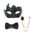 thumbnail image 2 of Xfvqtps Mask Bow Tie and Brooches Set for Men Carnival Holiday Party Half Face Masquerade Mask Rhinestone Suit Chain and Bowtie Set for Mardi Gras Party Black, 2 of 6