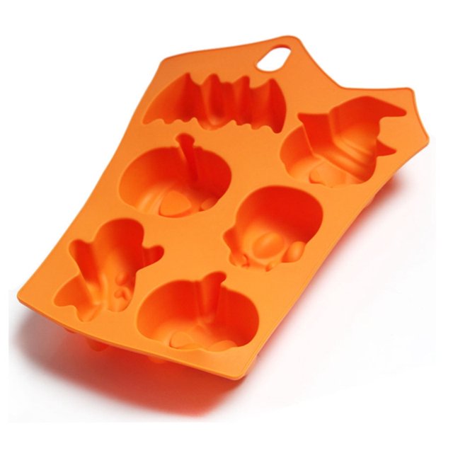 2 moldes de silicona para hornear de Halloween con forma de calabaza, murciélago, calavera, fantasma, molde de silicona para tartas de chocolate, magdalenas, dulces, galletas, jabón, gominolas, bande JAMW Sencillez