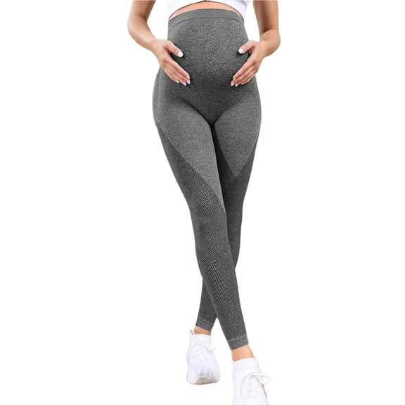 Riecok Womens Leggings Maternity High Waisted Stretchy Pregnancy Leggings Breathable Support Belly Workout Yoga Pants